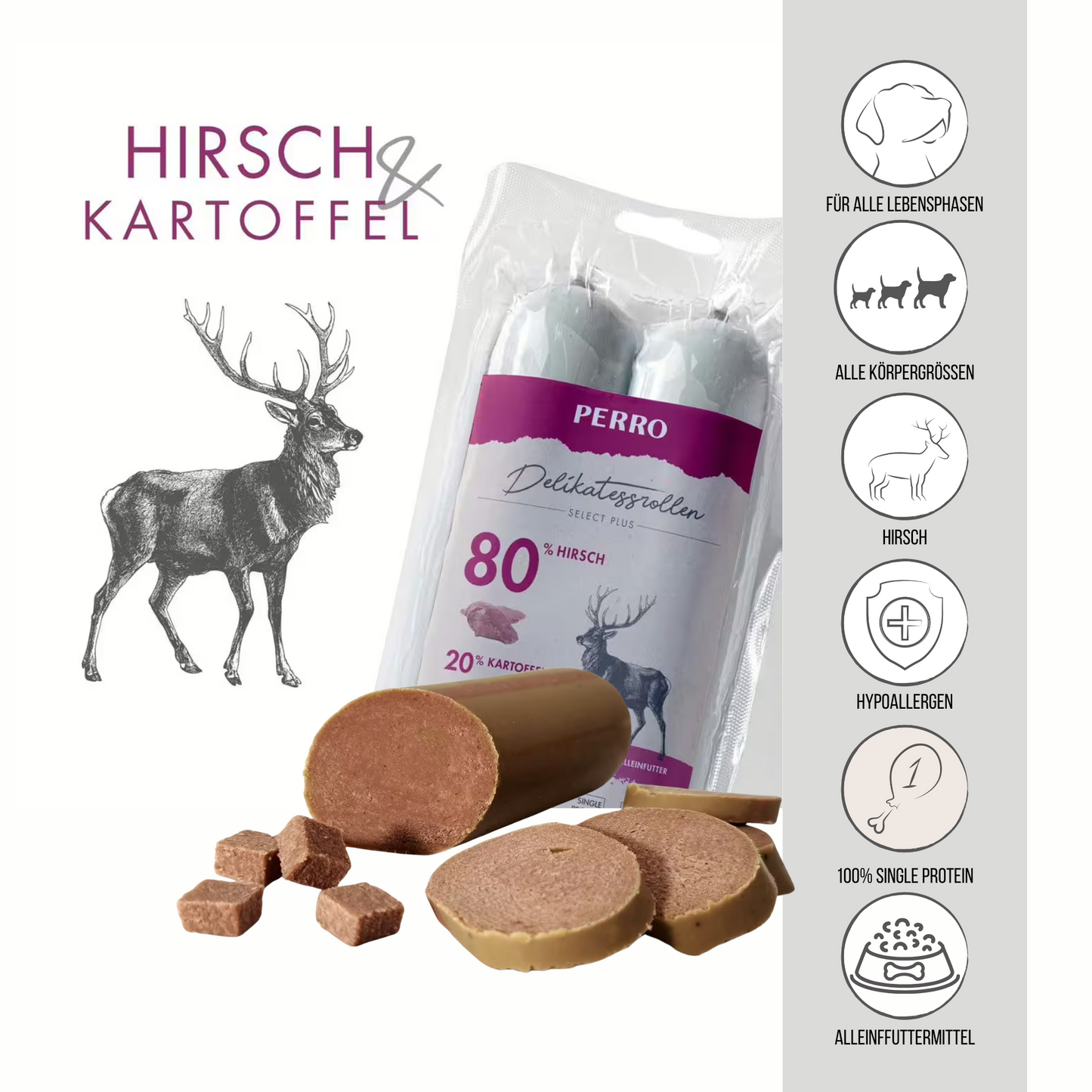 PERRO Delikatessrolle No.1 Hirsch & Kartoffel