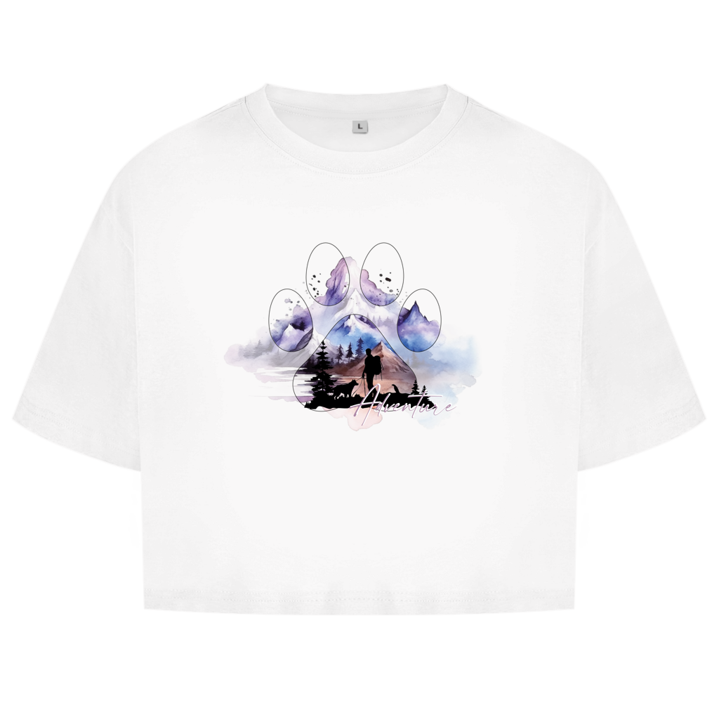Damen Oversize Crop Top   Pfote Adventure 1