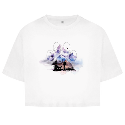 Damen Oversize Crop Top   Pfote Adventure 1