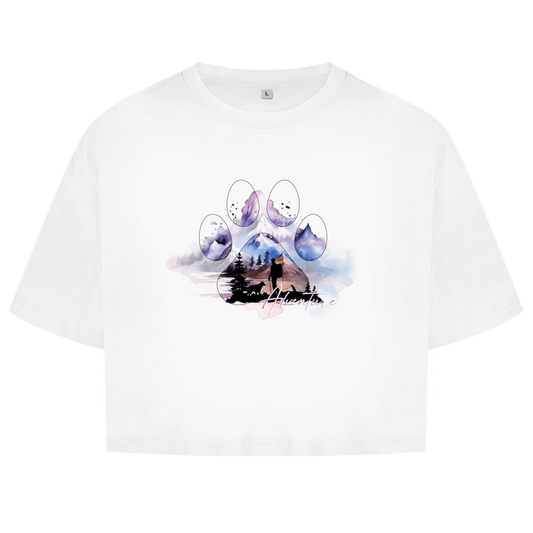 Damen Oversize Crop Top   Pfote Adventure 1