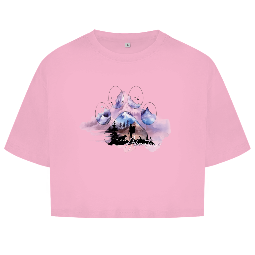 Damen Oversize Crop Top   Pfote Adventure 1