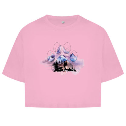 Damen Oversize Crop Top   Pfote Adventure 1