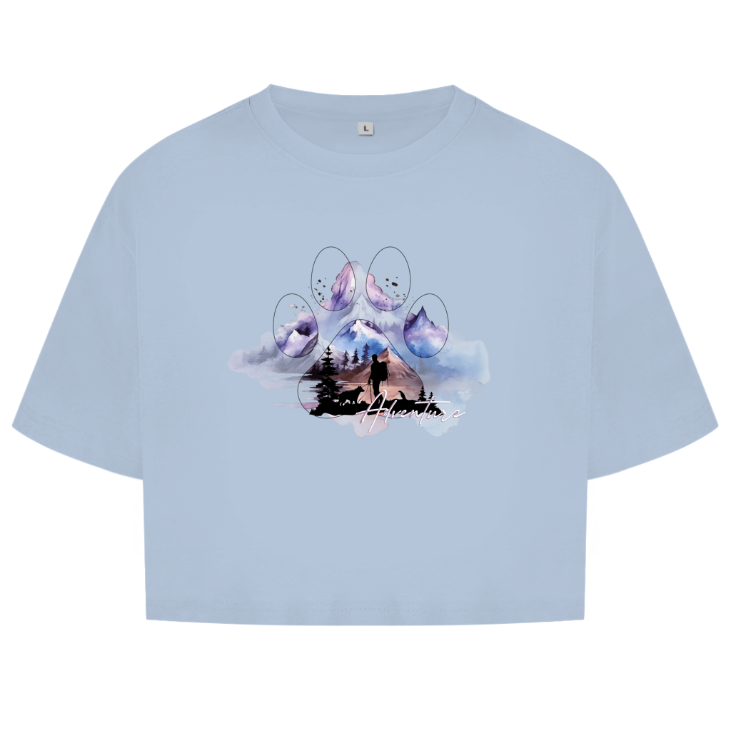 Damen Oversize Crop Top   Pfote Adventure 1
