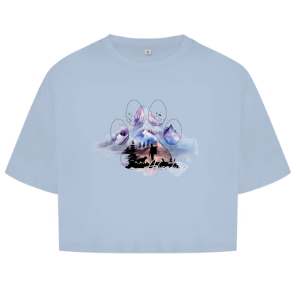 Damen Oversize Crop Top   Pfote Adventure 1