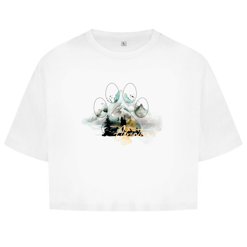 Damen Oversize Crop Top   Pfote Adventure 2