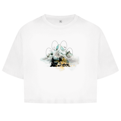 Damen Oversize Crop Top   Pfote Adventure 2