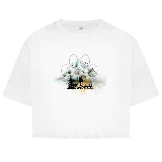 Damen Oversize Crop Top   Pfote Adventure 2