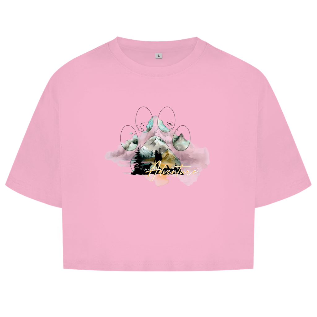 Damen Oversize Crop Top   Pfote Adventure 2