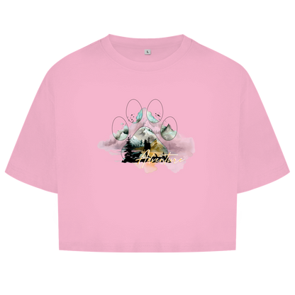 Damen Oversize Crop Top   Pfote Adventure 2