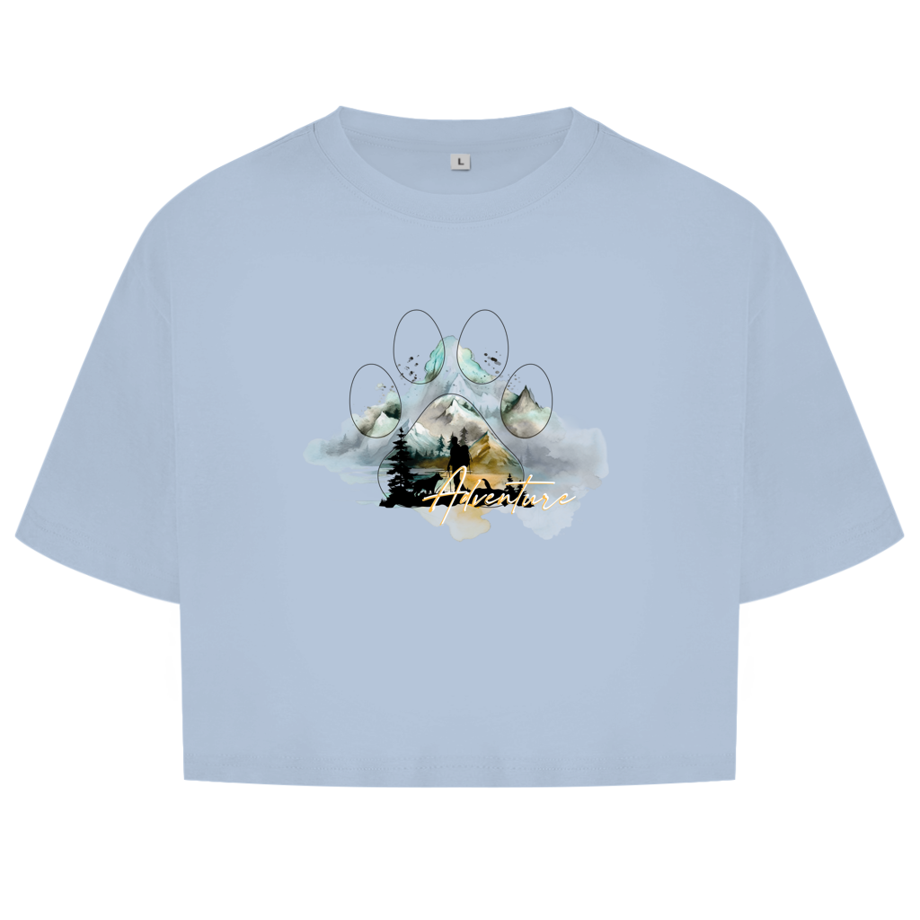 Damen Oversize Crop Top   Pfote Adventure 2