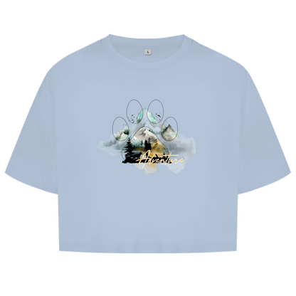 Damen Oversize Crop Top   Pfote Adventure 2