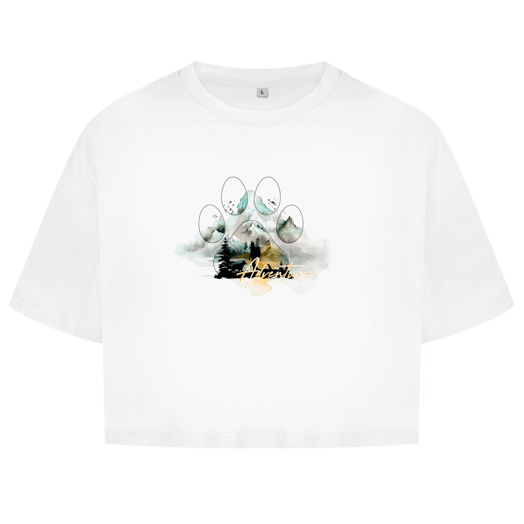 Damen Oversize Crop Top   Pfote Adventure 2
