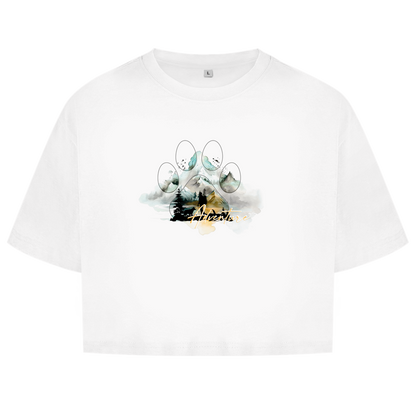Damen Oversize Crop Top   Pfote Adventure 2