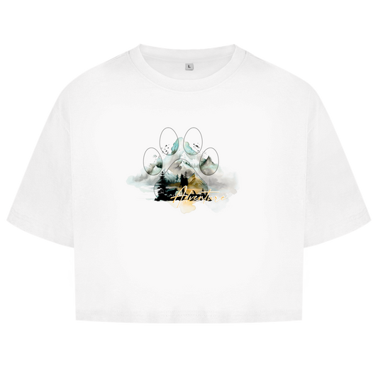 Damen Oversize Crop Top   Pfote Adventure 2