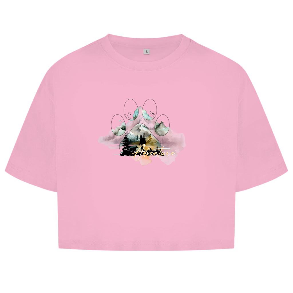 Damen Oversize Crop Top   Pfote Adventure 2