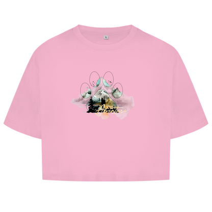 Damen Oversize Crop Top   Pfote Adventure 2