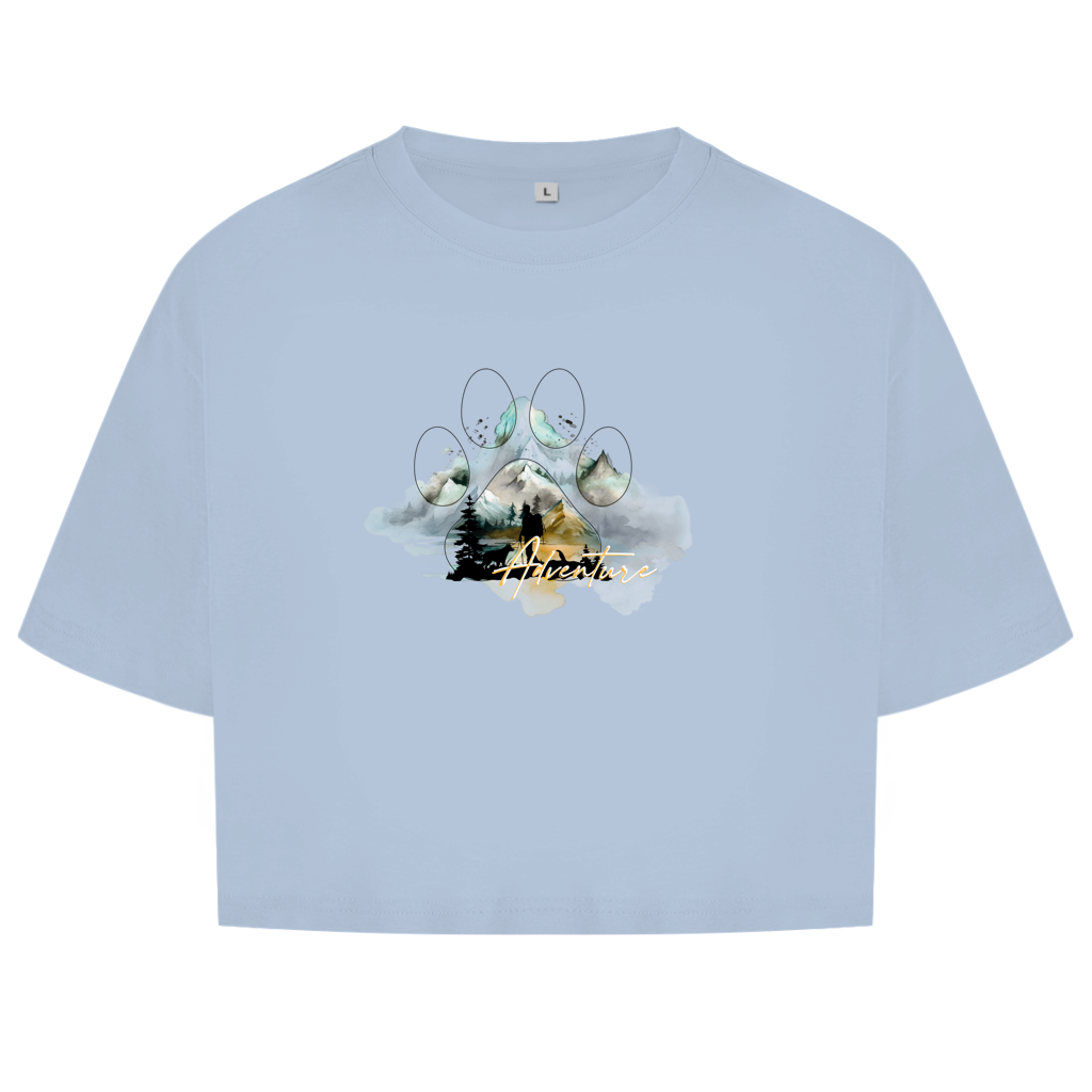 Damen Oversize Crop Top   Pfote Adventure 2
