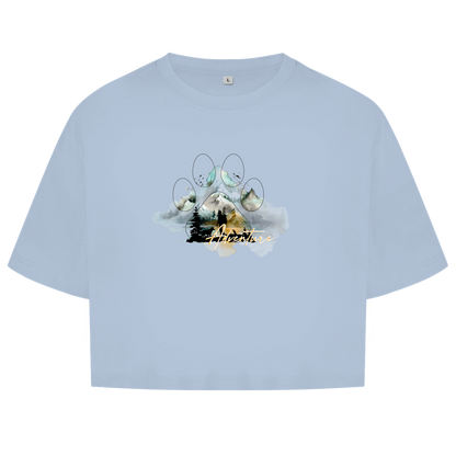 Damen Oversize Crop Top   Pfote Adventure 2