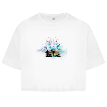 Damen Oversize Crop Top   Pfote Adventure 3