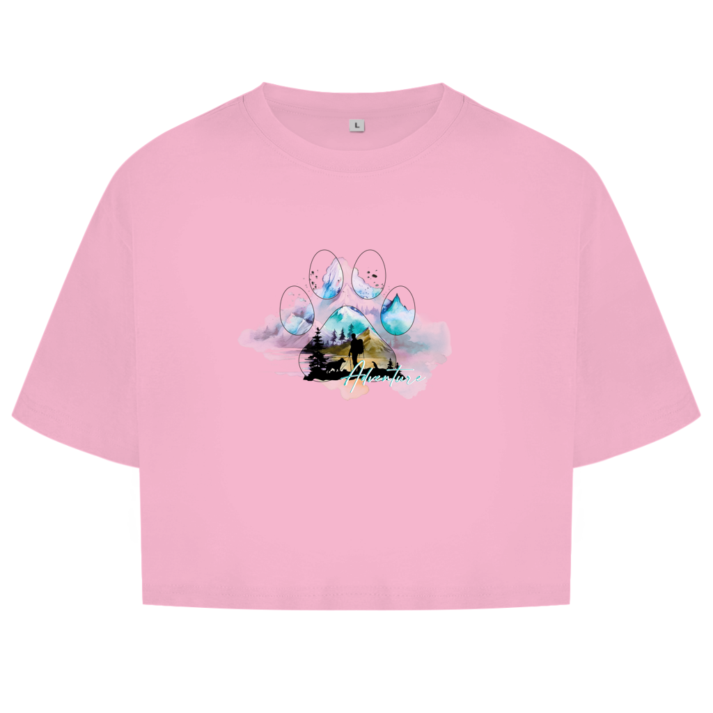 Damen Oversize Crop Top   Pfote Adventure 3