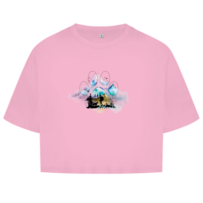 Damen Oversize Crop Top   Pfote Adventure 3