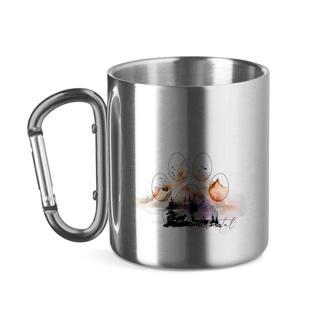 Edelstahltasse mit Karabinergriff Pfote Stubaital 4