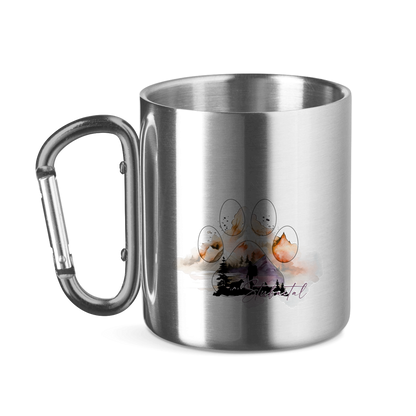 Edelstahltasse mit Karabinergriff Pfote Stubaital 4