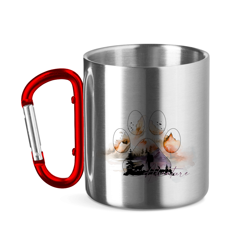 Edelstahltasse mit Karabinergriff Pfote Adventure 4